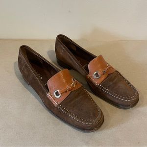 Prada vintage brown suede loafers size 39 buckle leather fits 9 or 9 1/2